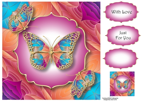Art Nouveau Butterflies 4 8x8