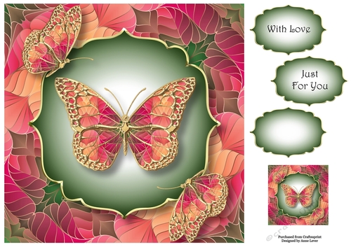 Art Nouveau Butterflies 6 8x8