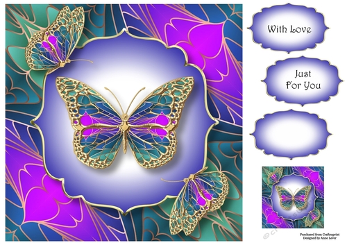 Art Nouveau Butterflies 5 8x8