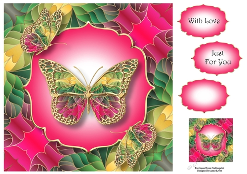 Art Nouveau Butterflies 11 8x8