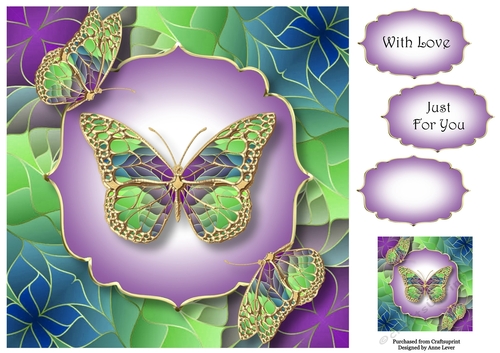 Art Nouveau Butterflies 10 8x8