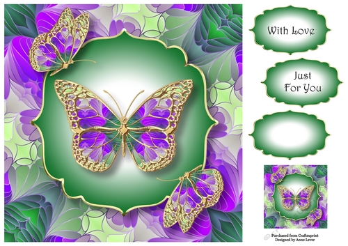 Art Nouveau Butterflies 9 8x8
