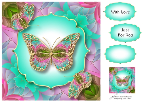 Art Nouveau Butterflies 8 8x8
