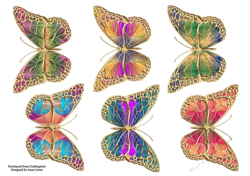 Art Nouveau Bright Butterflies JPEG Sheet 1