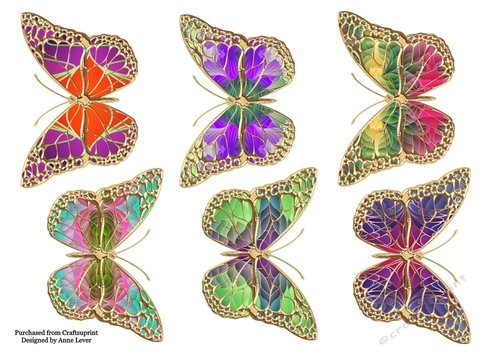 Art Nouveau Bright Butterflies JPEG Sheet 2