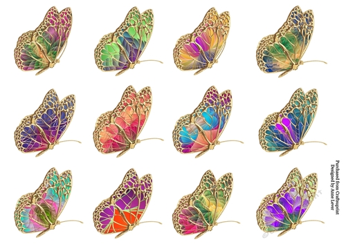 Art Nouveau Bright Folded Butterflies JPEG Sheet