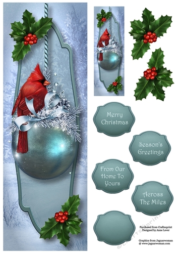Lge DL Red Cardinal Bauble