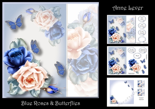 Blue Roses & Butterflies