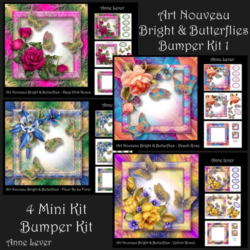 Art Nouveau Bright & Butterflies Bumper Kit 1