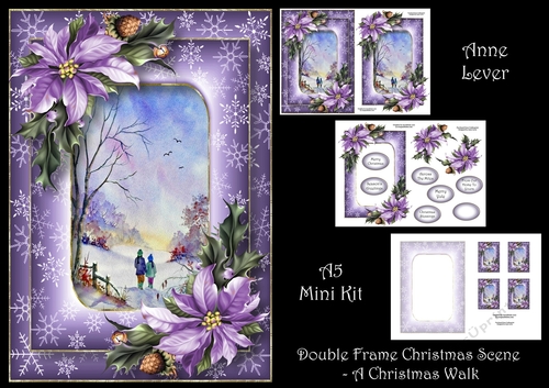 Double Frame Christmas Scene - A Christmas Walk