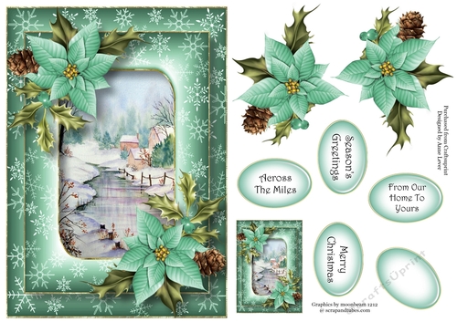 Double Frame Christmas Scene - Frozen Stream A5