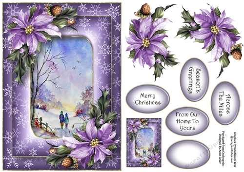 Double Frame Christmas Scene - A Christmas Walk A5
