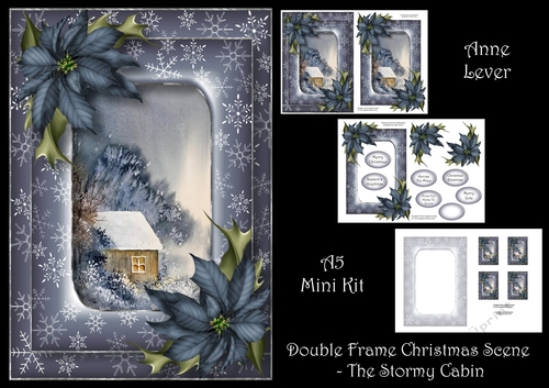 Double Frame Christmas Scene - The Stormy Cabin