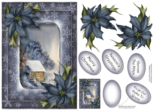 Double Frame Christmas Scene - The Stormy Cabin A5