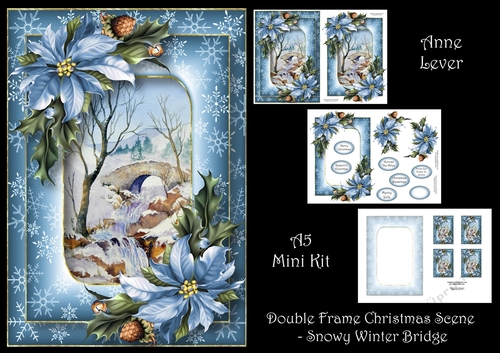 Double Frame Christmas Scene - Snowy Winter Bridge