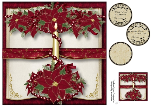 The Cranberry Christmas Candle - Red Poinsettias 8x8
