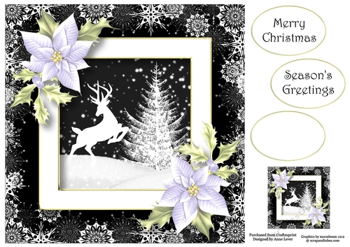 Monochrome Christmas Stag 8x8