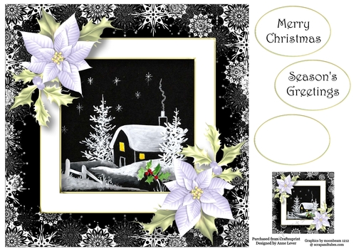 Monochrome Cosy Christmas Cottage 8x8