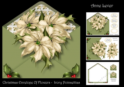 Christmas Envelope Of Flowers - Ivory Poinsettias