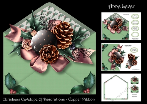 Christmas Envelope Of Decorations - Copper Ribbon