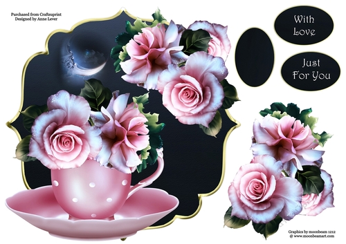 Moondust Roses - Teacup & Saucer