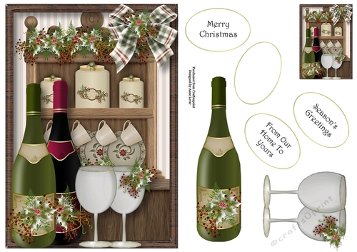 The Kitchen At Christmas - Time For Wine A5