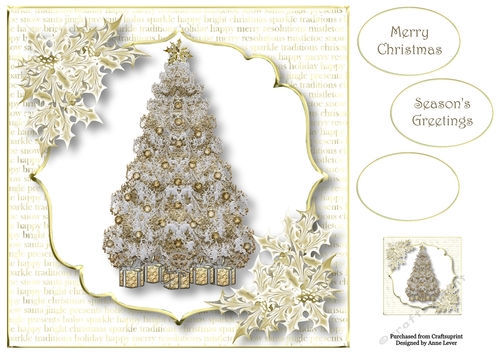 Golden Christmas Tree 8x8