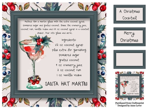 A Christmas Cocktail - Santa Hat Martini 8x8