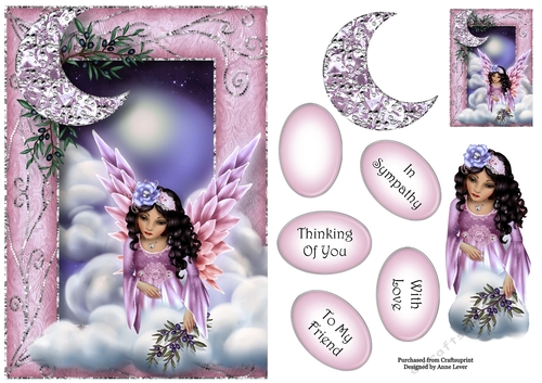 Guardian Angel Moon In Pink & Purple A5