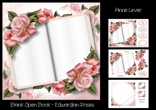 Blank Open Book - Edwardian Roses