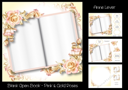 Blank Open Book - Pink & Gold Roses