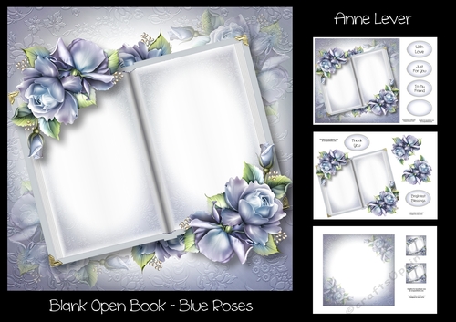 Blank Open Book - Blue Roses