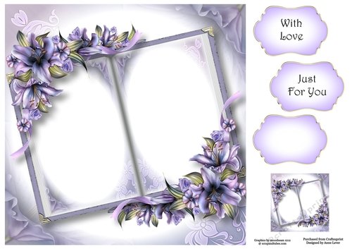 Blank Open Book - Purple lilies 8x8
