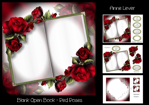 Blank Open Book - Red Roses