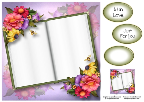 Blank Open Book - Summer Flowers 8x8