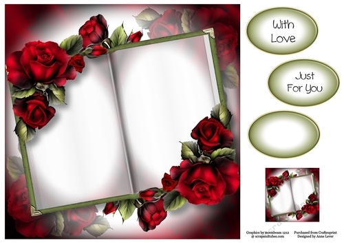 Blank Open Book - Red Roses 8x8