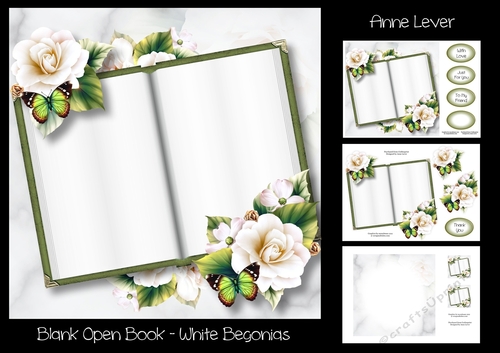 Blank Open Book - White Begonias
