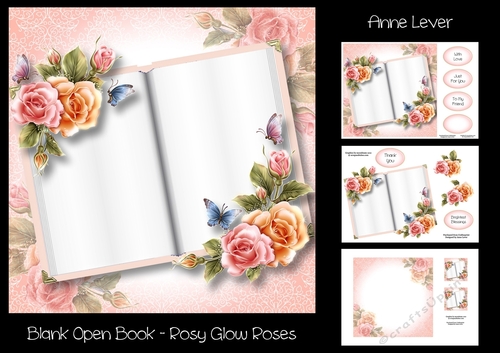 Blank Open Book - Rosy Glow Roses