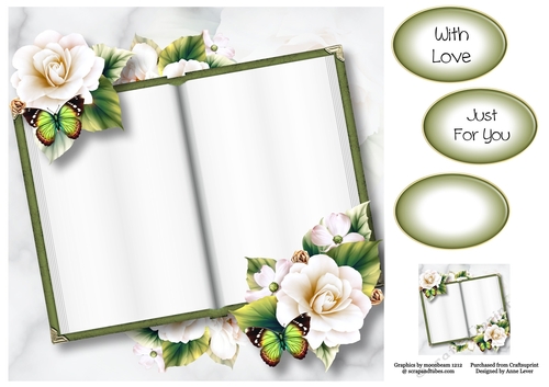 Blank Open Book - White Begonias 8x8