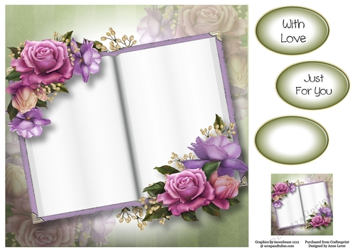 Blank Open Book - Belle Epoque Roses 8x8