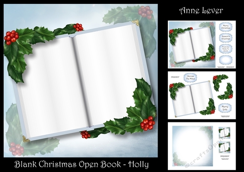 Blank Christmas Open Book - Holly