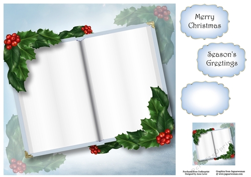 Blank Christmas Open Book - Holly 8x8