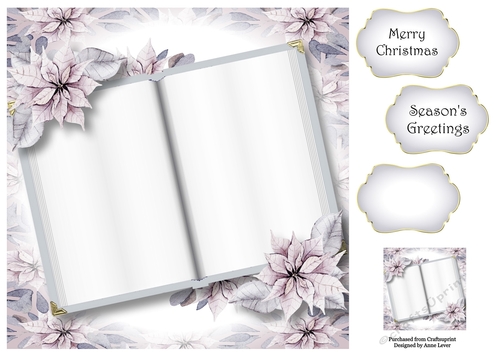 Blank Christmas Open Book - Pale Lavender 8x8