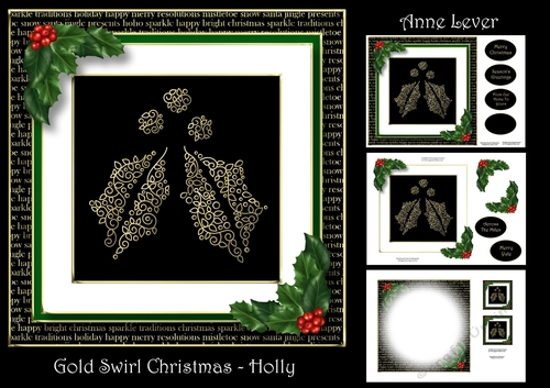 Gold Swirl Christmas - Holly
