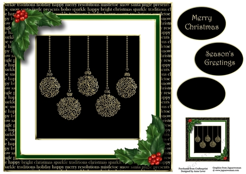 Gold Swirl Christmas - Baubles 8x8