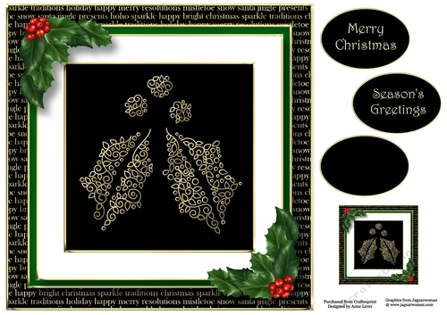 Gold Swirl Christmas - Holly 8x8