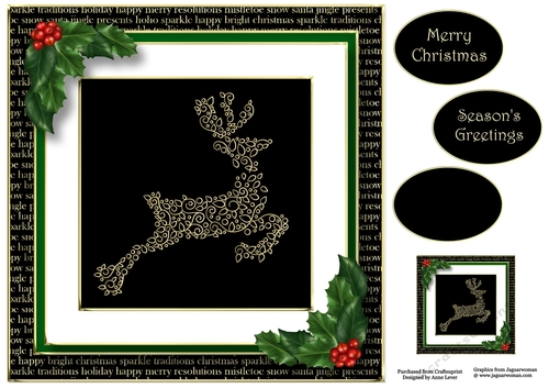 Gold Swirl Christmas - Reindeer 8x8