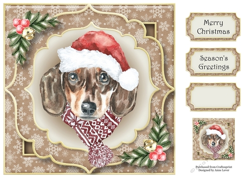 Gorgeous Christmas Dog - Dachshund 8x8