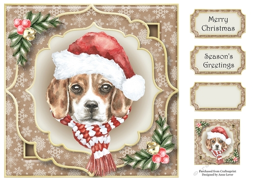 Gorgeous Christmas Dog - Beagle 8x8