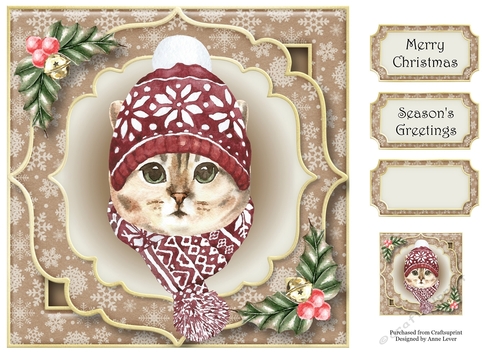 Gorgeous Christmas Cat - Tabby 8x8